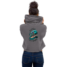 Load image into Gallery viewer, Crop Hoodie. surfing skeleton