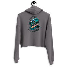 Load image into Gallery viewer, Crop Hoodie. surfing skeleton
