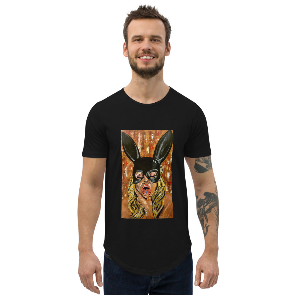 bunny mask portrait, Men's Curved Hem T-Shirt