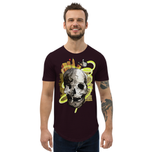 Load image into Gallery viewer, Men&#39;s Curved Hem T-Shirt skull - butterffly - red balloon
