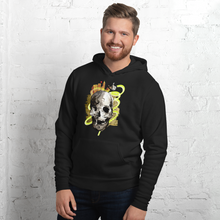 Load image into Gallery viewer, Unisex hoodie charcoal skull design
