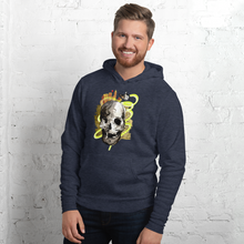 Load image into Gallery viewer, Unisex hoodie charcoal skull design
